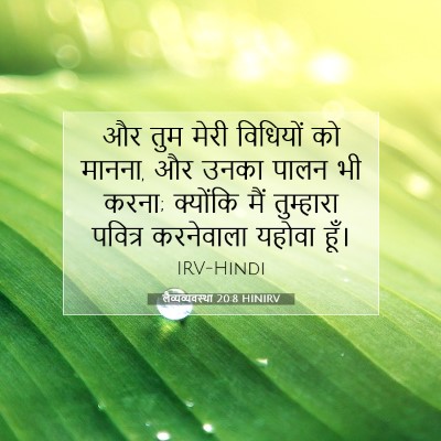 लैव्यव्यवस्था 20:8 HINIRV बाइबल आयत इमेज