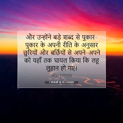 1 राजाओं 18:28 HINIRV बाइबल आयत इमेज