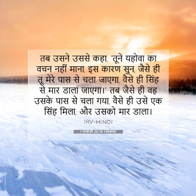 1 राजाओं 20:36 HINIRV बाइबल आयत इमेज