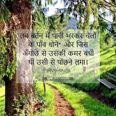 यूहन्ना 13:5 HINIRV बाइबल आयत इमेज